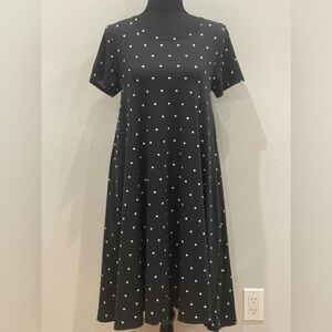 LuLaRue XXS Black/White Polka Dot Knee‎ Length Dress with Pockets and Stretch